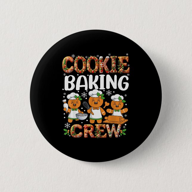 Funny Gingerbread Lovers Cookie Baking Crew Christ Button (Front)
