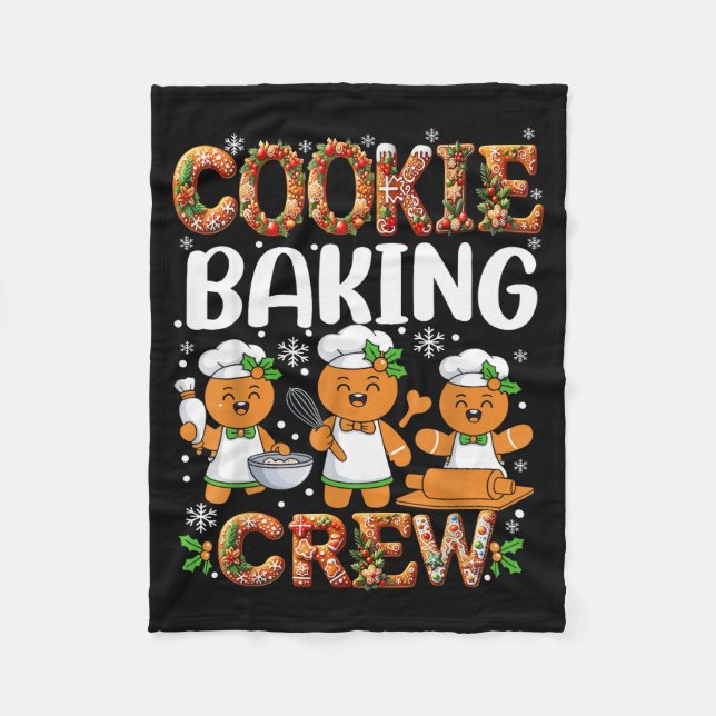 Funny Gingerbread Lovers Cookie Baking Crew Christ Fleece Blanket (Front)