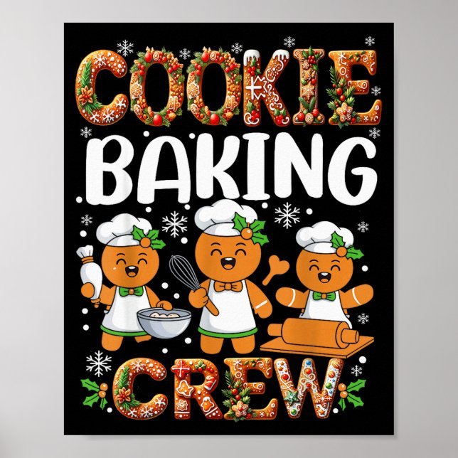 Funny Gingerbread Lovers Cookie Baking Crew Christ Poster (Front)