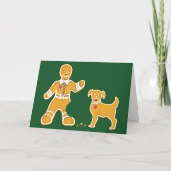 Funny Gingerbread Man And Dog For Christmas Holiday Card by gingerbreadwishes at Zazzle