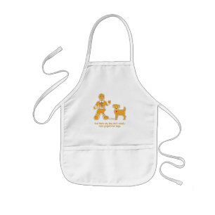 Funny Gingerbread Man and Dog for Christmas Kids' Apron