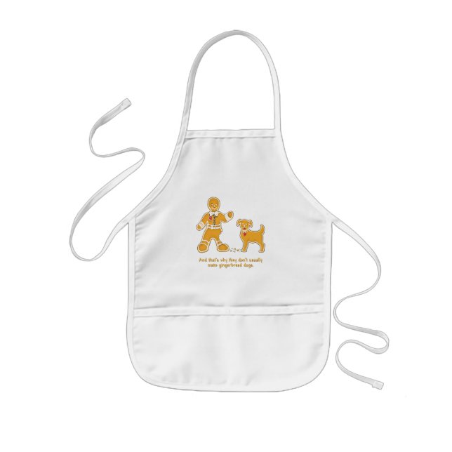 Funny Gingerbread Man and Dog for Christmas Kids' Apron (Front)