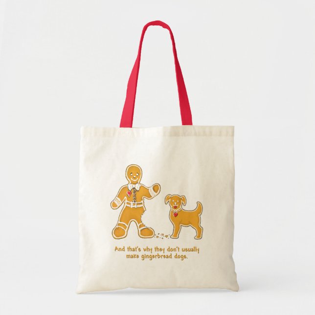 Funny Gingerbread Man and Dog for Christmas Tote Bag (Front)