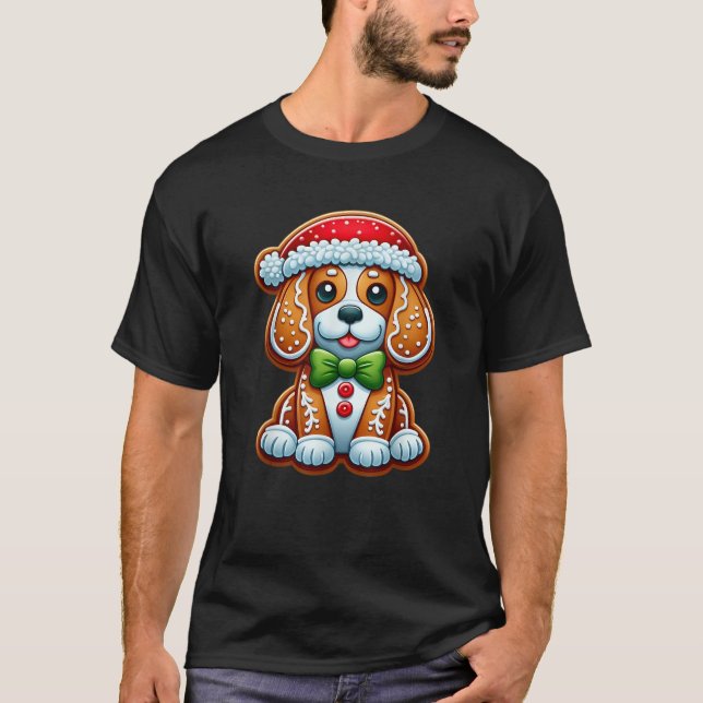 Funny Gingerbread Man Beagle Christmas Dog Womens  T-Shirt (Front)