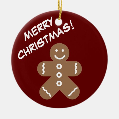 Funny gingerbread man cartoon custom Christmas Ceramic Ornament