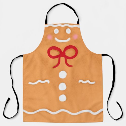 Funny gingerbread man Christmas illustration Apron