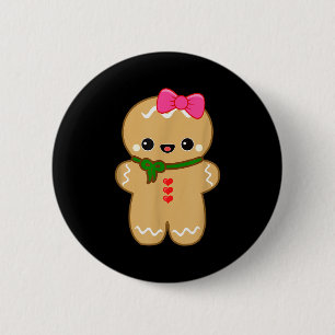Funny Gingerbread Man Christmas Women & Girl T Button