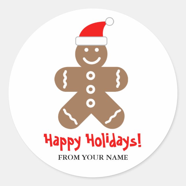 Funny gingerbread man cookie Christmas Holiday Classic Round Sticker (Front)