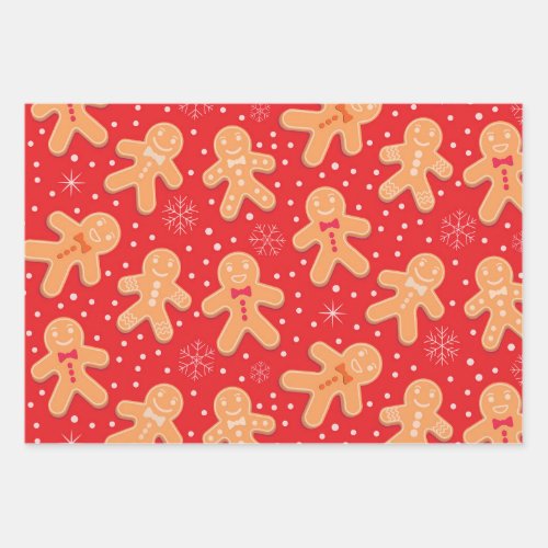 Funny Gingerbread man cookies pattern  Wrapping Paper Sheets