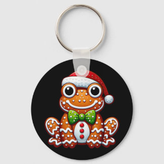 Funny Gingerbread Man Frog Christmas Womens Mens K Keychain