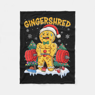 Funny Gingerbread Man Gingershred Gym Bodybuilding Fleece Blanket