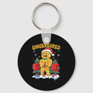 Funny Gingerbread Man Gingershred Gym Bodybuilding Keychain