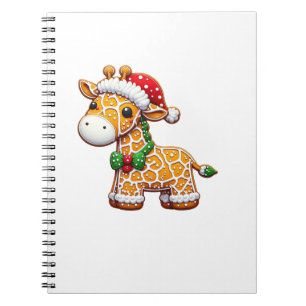 Funny Gingerbread Man Giraffe Christmas Womens Men Notebook
