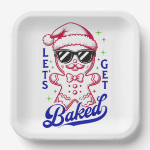 Funny Gingerbread Man - Let's Get Baked Paper Plates
