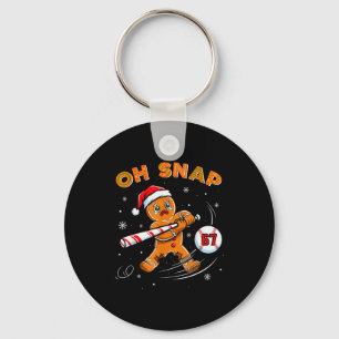 Funny Gingerbread Man Oh Snap 67 Baseball Meme Fun Keychain