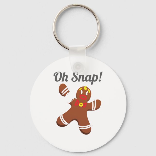 Funny Gingerbread Man Oh Snap Christmas Gift Keychain (Front)