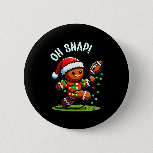 Funny Gingerbread Man Pajamas &amp; Pjs Xmas Holid Button (Front)