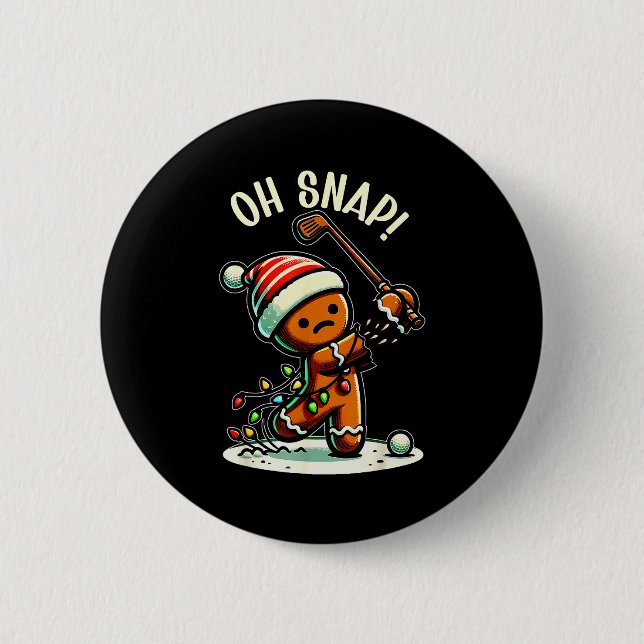 Funny Gingerbread Man Pajamas &amp; Pjs Xmas Holid Button (Front)