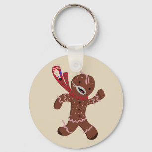 Funny Gingerbread Man Running Keychain