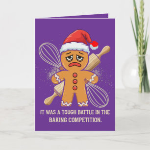 Funny Gingerbread Man "Tough Battle Baking Card