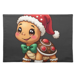 Funny Gingerbread Man Turtle Christmas Womens Mens Cloth Placemat
