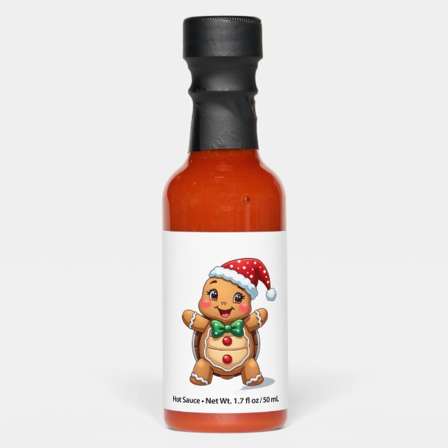Funny Gingerbread Man Turtle Christmas Womens Mens Hot Sauces (Front)