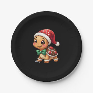 Funny Gingerbread Man Turtle Christmas Womens Mens Paper Plates
