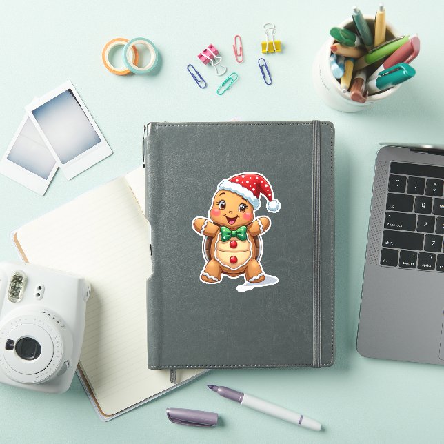 Funny Gingerbread Man Turtle Christmas Womens Mens Sticker (iPad Cover)