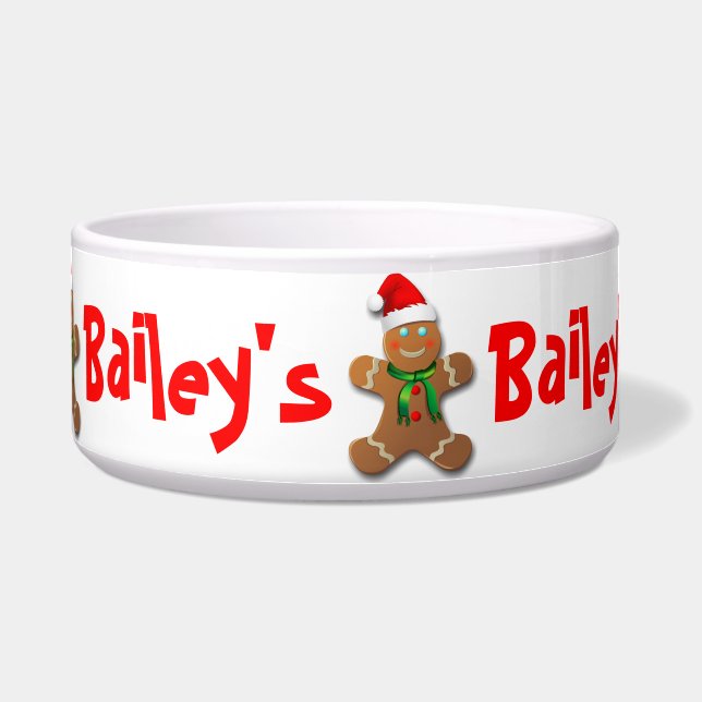 Funny Gingerbread Man with Santa Hat Bowl (Front)
