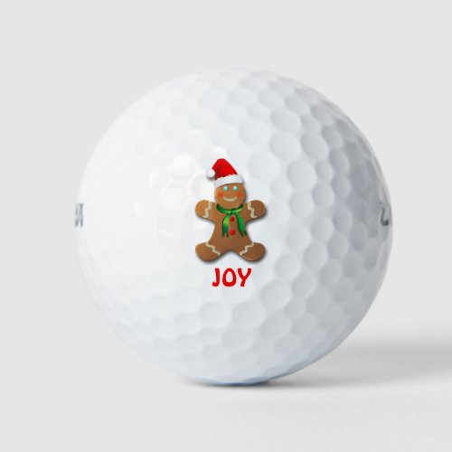 Funny Gingerbread Man with Santa Hat Golf Balls