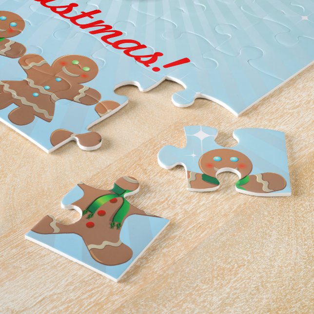 Funny Gingerbread Man with Santa Hat Jigsaw Puzzle (Side)