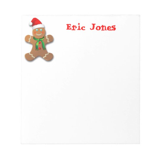 Funny Gingerbread Man With Santa Hat Notepad Zazzle Com