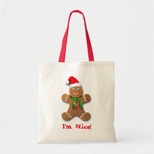 Funny Gingerbread Man With Santa Hat Tote Bag