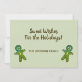 Funny Gingerbread Men Cookies Green Holiday Card (Back)