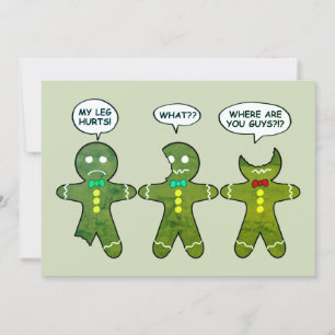 Funny Gingerbread Men Cookies Green Holiday Card