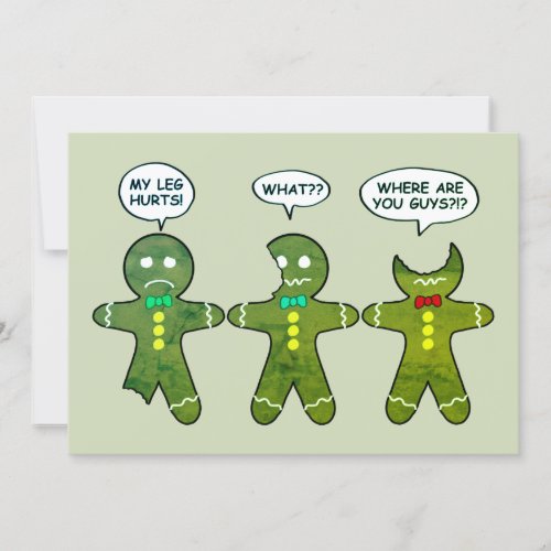 Funny Gingerbread Men Cookies Green Holiday Card