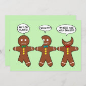 Funny Gingerbread Men Cookies Green Holiday Card (Front/Back)