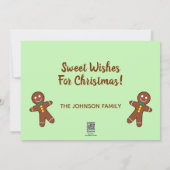Funny Gingerbread Men Cookies Green Holiday Card (Back)