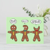 Funny Gingerbread Men Cookies Green Holiday Card (Standing Front)