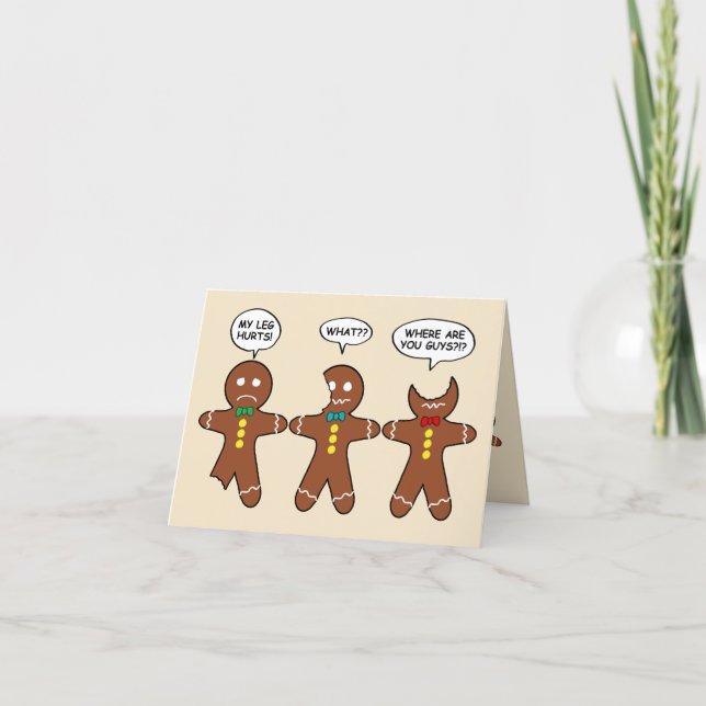 Funny Gingerbread Men Cookies Holiday Folded Card (Front)