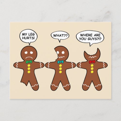 Funny Gingerbread Men Cookies Holiday Postcard