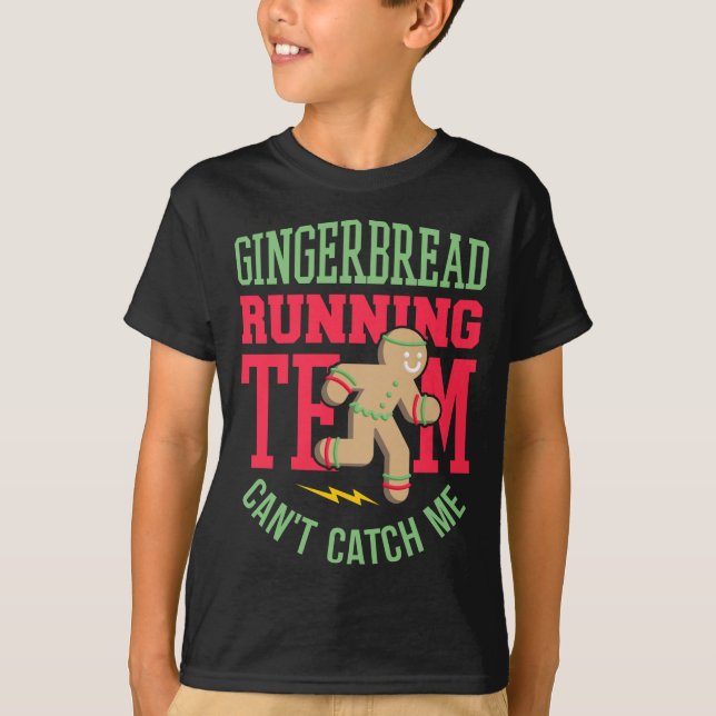 Funny Gingerbread Running Team Christmas T-Shirt (Front)