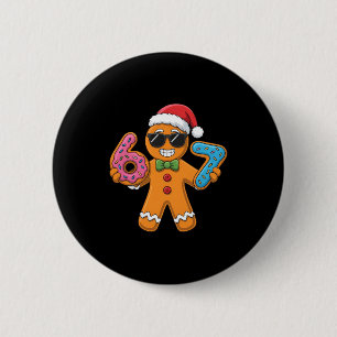 Funny Gingerbread Six Seven 67 Ice Cream Christmas Button