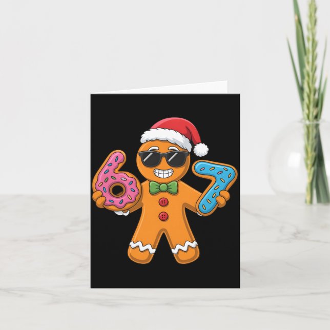 Funny Gingerbread Six Seven 67 Ice Cream Christmas Card (Front)