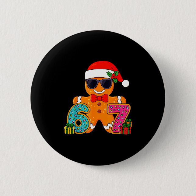 Funny Gingerbread Six Seven 67 Ice Cream Drip Chri Button (Front)