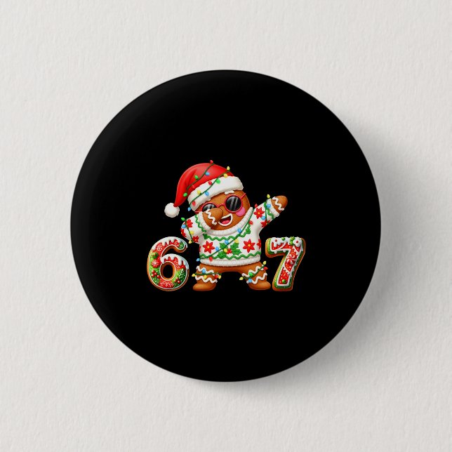 Funny Gingerbread Six Seven 67 Ice Cream Drip Chri Button (Front)