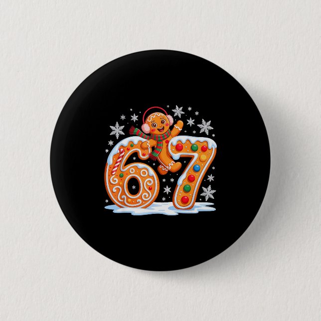 Funny Gingerbread Six Seven 67 Ice Cream Drip Chri Button (Front)
