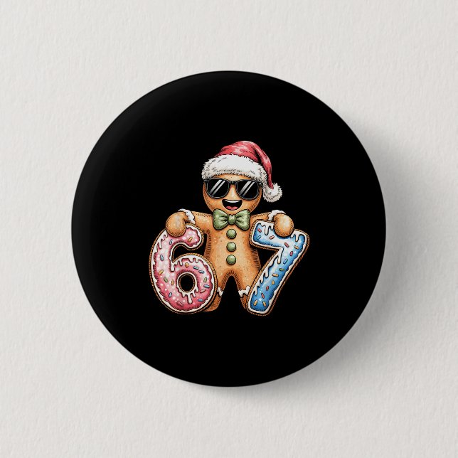 Funny Gingerbread Six Seven 67 Ice Cream Drip Chri Button (Front)