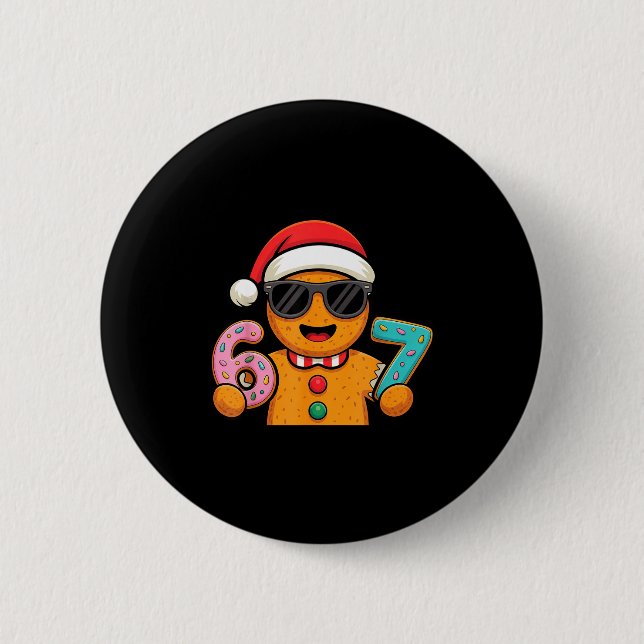 Funny Gingerbread Six Seven 67 Ice Cream Drip Chri Button (Front)