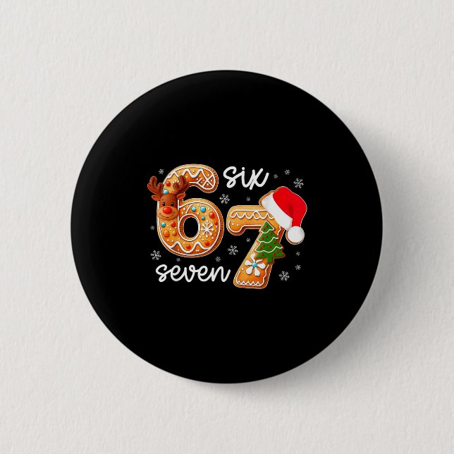 Funny Gingerbread Six Seven 67 Ice Cream Drip Chri Button (Front)
